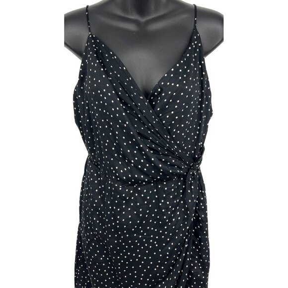 Volcom Madly Yours Dress Black Polka Dot Wrap Medium Modal Adjustable Strap New - Picture 2 of 10